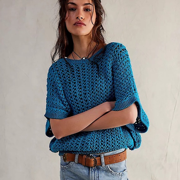 Free People Sweaters - NEW Free People We The Free Sophia Sweater Tee In Ocean Palace Blue